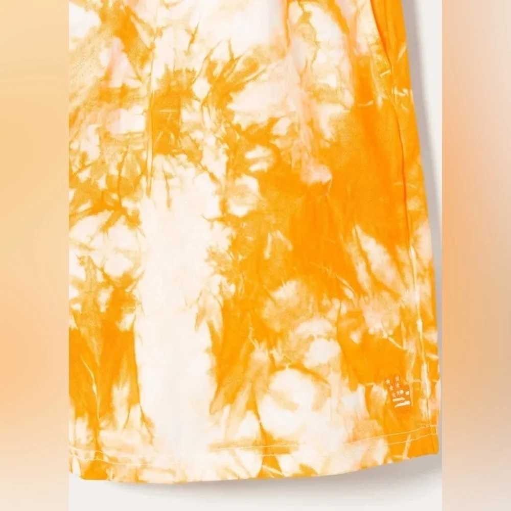 Junk Food Clothing Orange/yellow & White Tie-Dyed Festival Shorts Color Zinnia